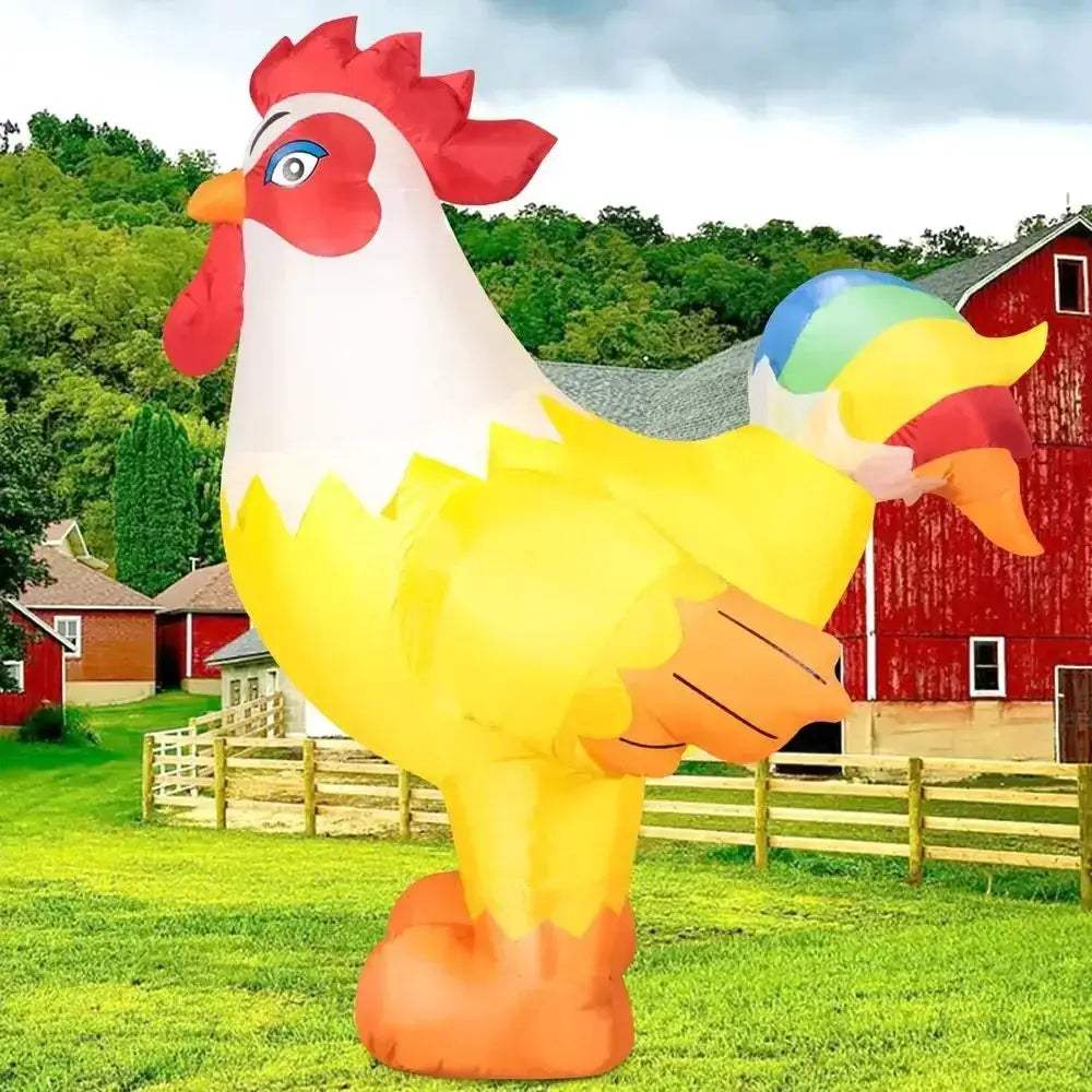 Giant Inflatable Rooster With LED Lights For Outdoor Christmas Decor - ToylandEU