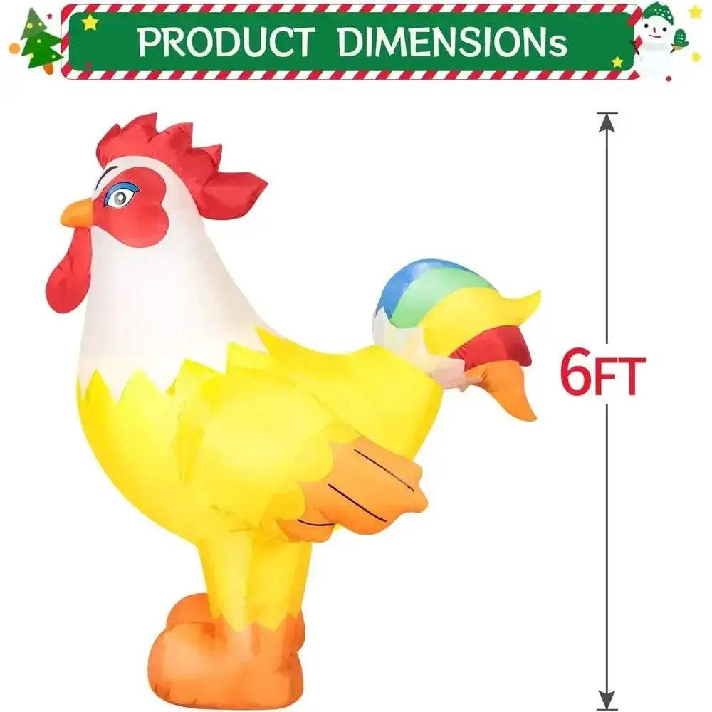 Giant Inflatable Rooster With LED Lights For Outdoor Christmas Decor - ToylandEU