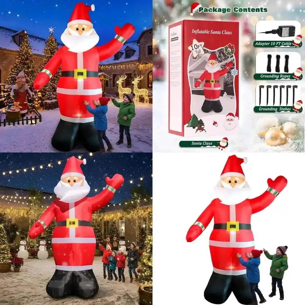 Giant Inflatable Santa With LED Lights For Outdoor Christmas Decor - ToylandEU