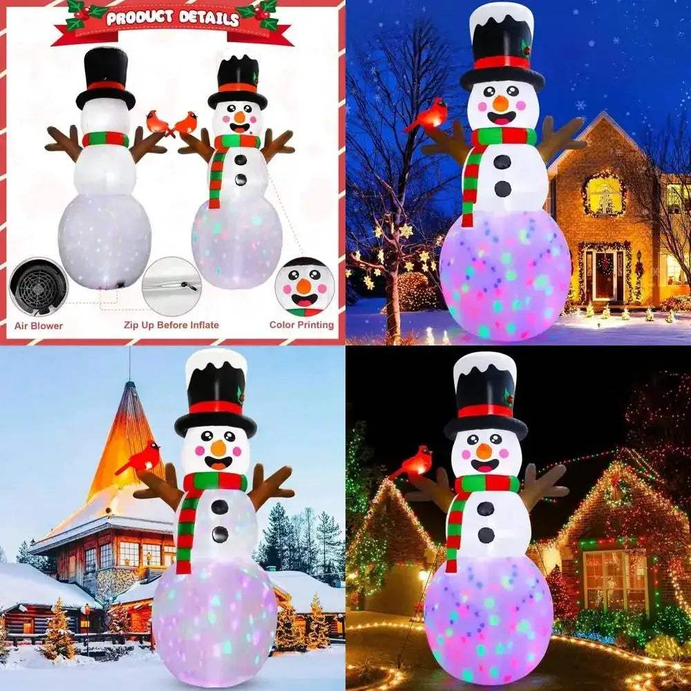 Giant Inflatable Snowman With Rotating Lights For Outdoor Christmas - ToylandEU