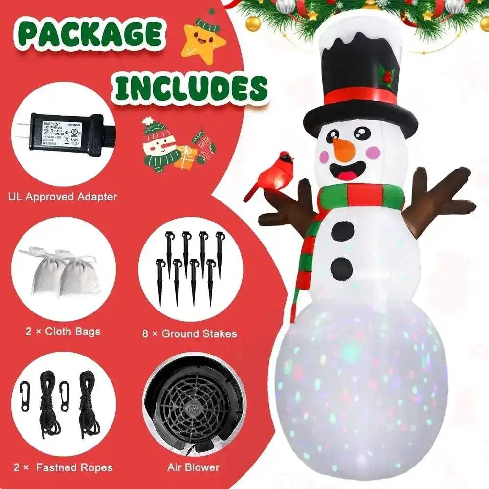 Giant Inflatable Snowman With Rotating Lights For Outdoor Christmas - ToylandEU