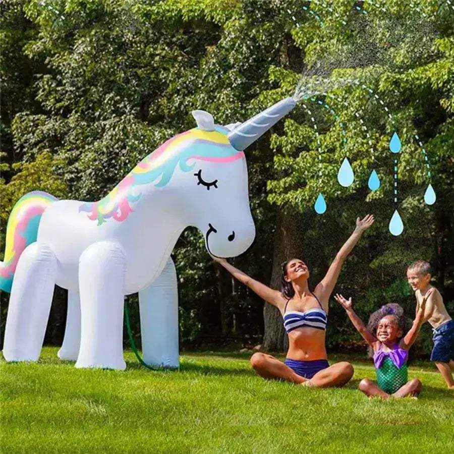 Kids Summer Giant Inflatable Unicorn Water Spray Pool Toy Swimming Float Standing Outdoor Fountain Beach Party Decor Accessories - ToylandEU