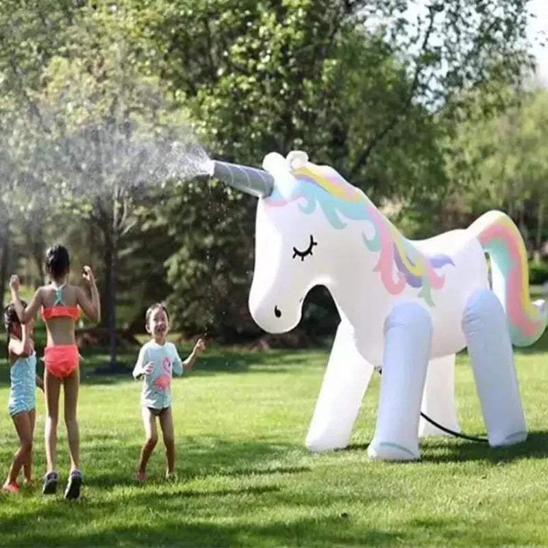Kids Summer Giant Inflatable Unicorn Water Spray Pool Toy Swimming Float Standing Outdoor Fountain Beach Party Decor Accessories - ToylandEU