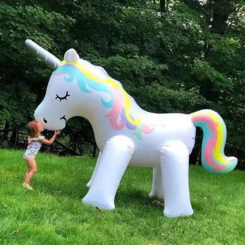 Kids Summer Giant Inflatable Unicorn Water Spray Pool Toy Swimming Float Standing Outdoor Fountain Beach Party Decor Accessories - ToylandEU