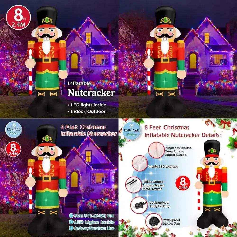 Giant Lighted Nutcracker Inflatable Eight Foot Christmas Decor - ToylandEU