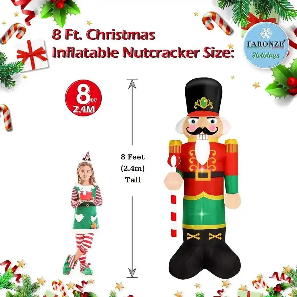 Giant Lighted Nutcracker Inflatable Eight Foot Christmas Decor - ToylandEU