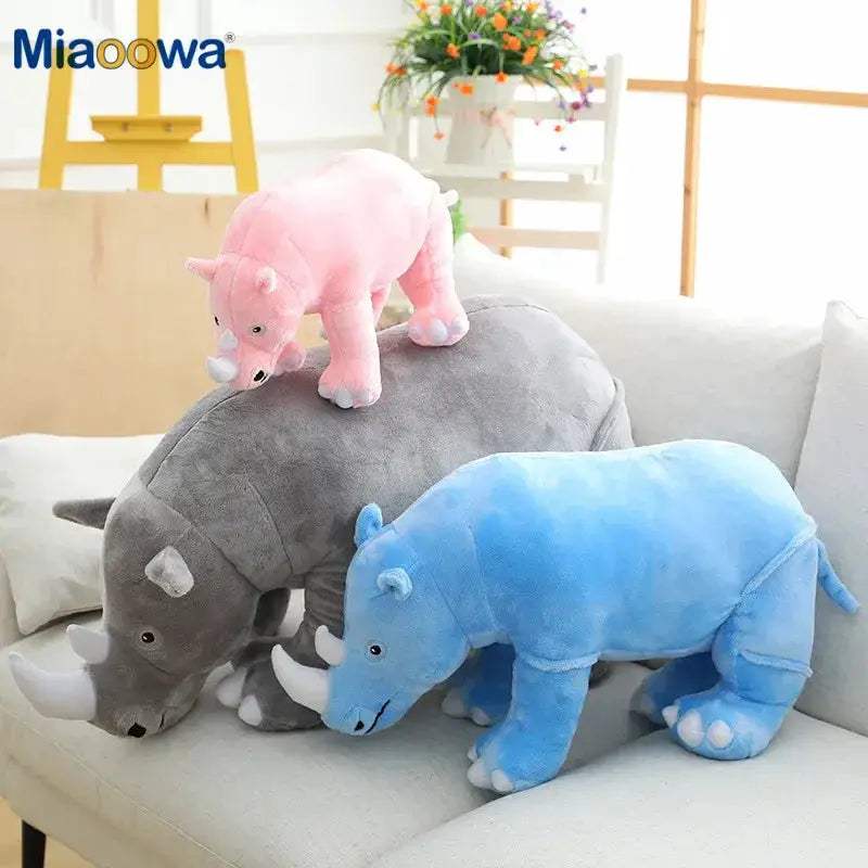 Giant Plush Rhinoceros Toy With Lifelike Comfort Pillow - ToylandEU