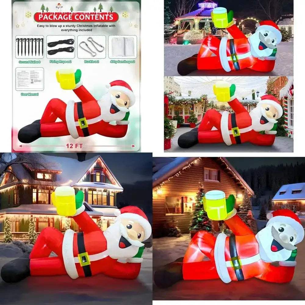 Giant Santa Inflatable With LED Lights For Outdoor Holiday Decor - ToylandEU