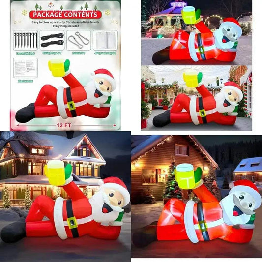  Giant Santa Inflatable With LED Lights Outdoor Decor -  ToylandEU™