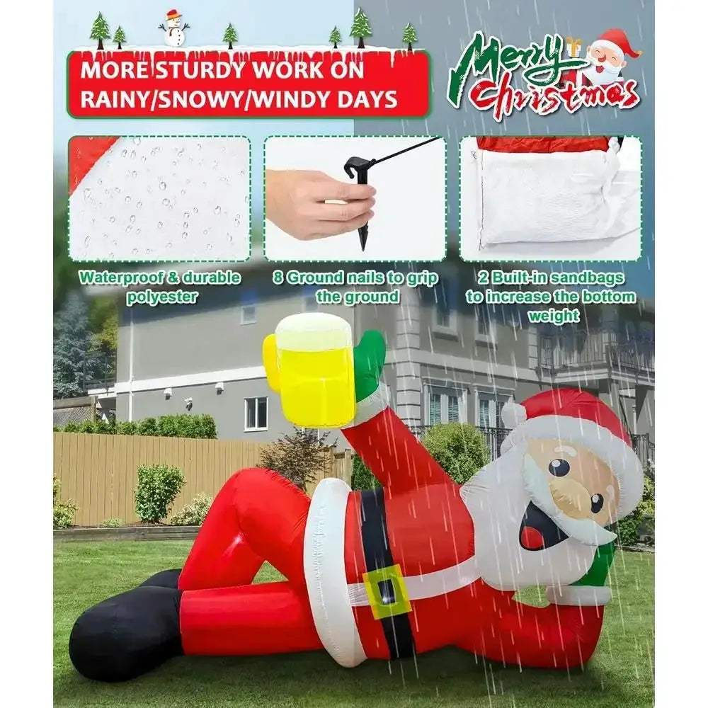 Giant Santa Inflatable With LED Lights For Outdoor Holiday Decor - ToylandEU