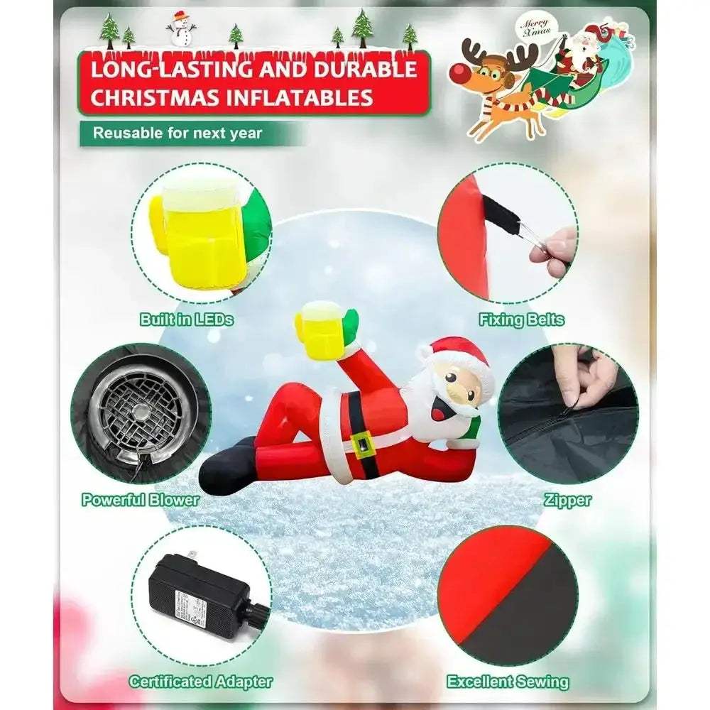 Giant Santa Inflatable With LED Lights For Outdoor Holiday Decor - ToylandEU