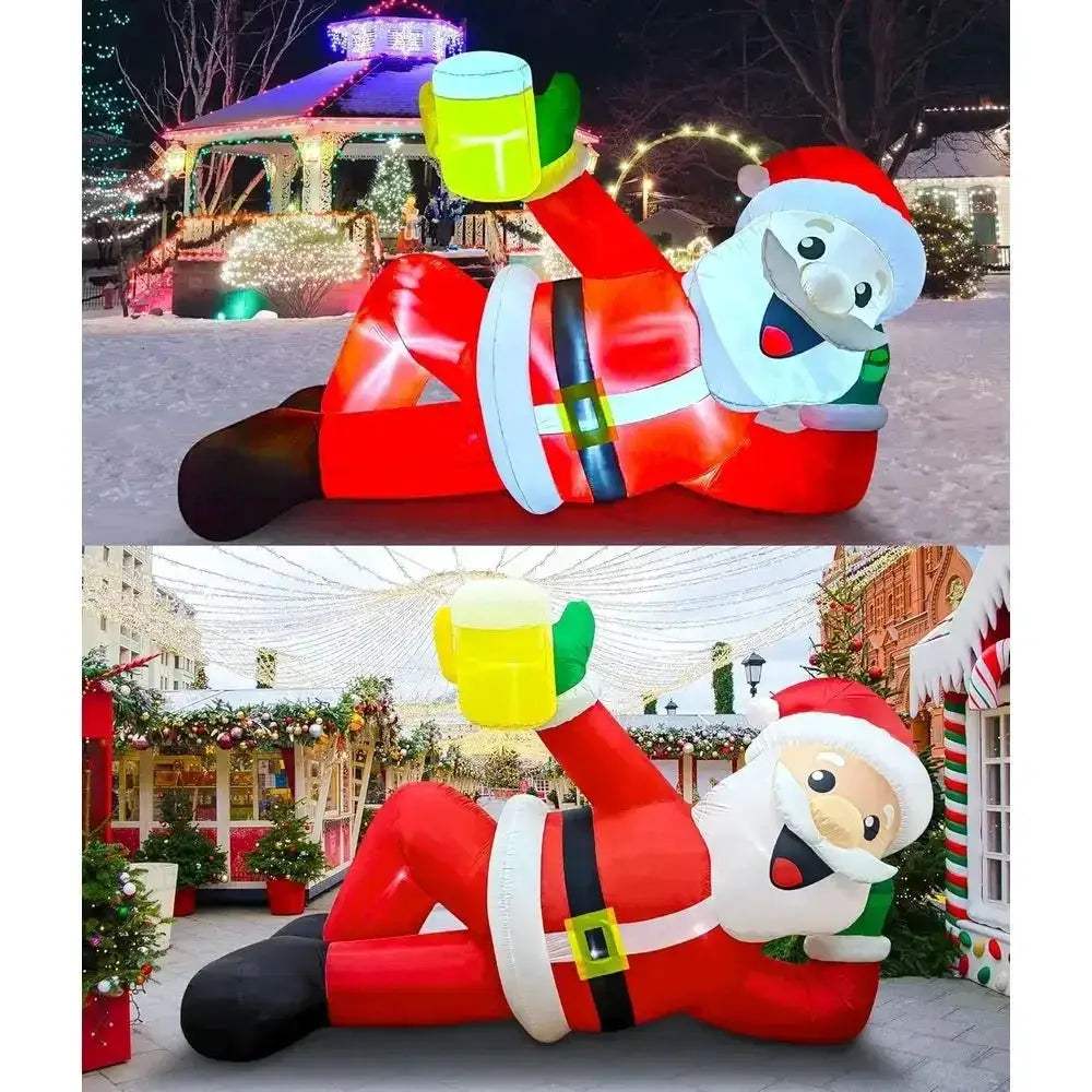 Giant Santa Inflatable With LED Lights For Outdoor Holiday Decor - ToylandEU
