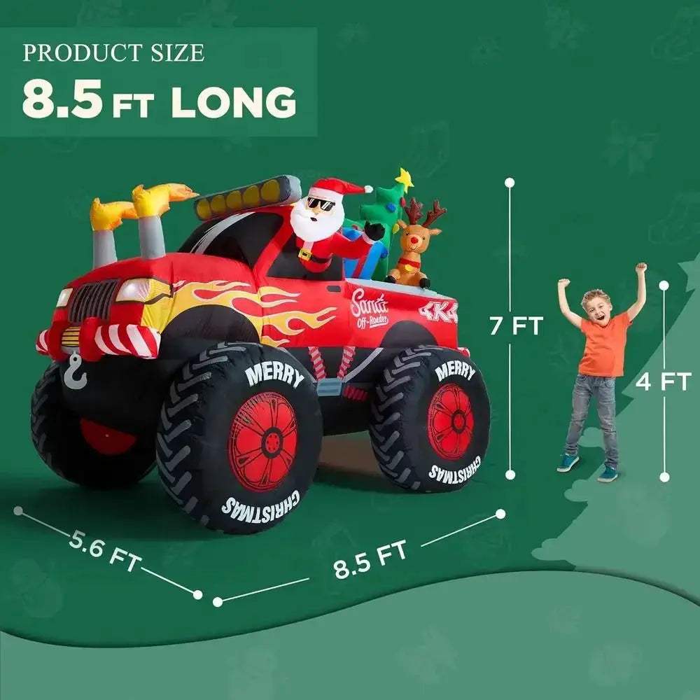 Giant Santa On Monster Truck Inflatable Christmas Decoration - ToylandEU