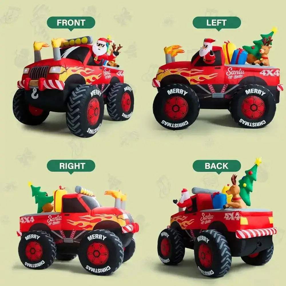Giant Santa On Monster Truck Inflatable Christmas Decoration - ToylandEU