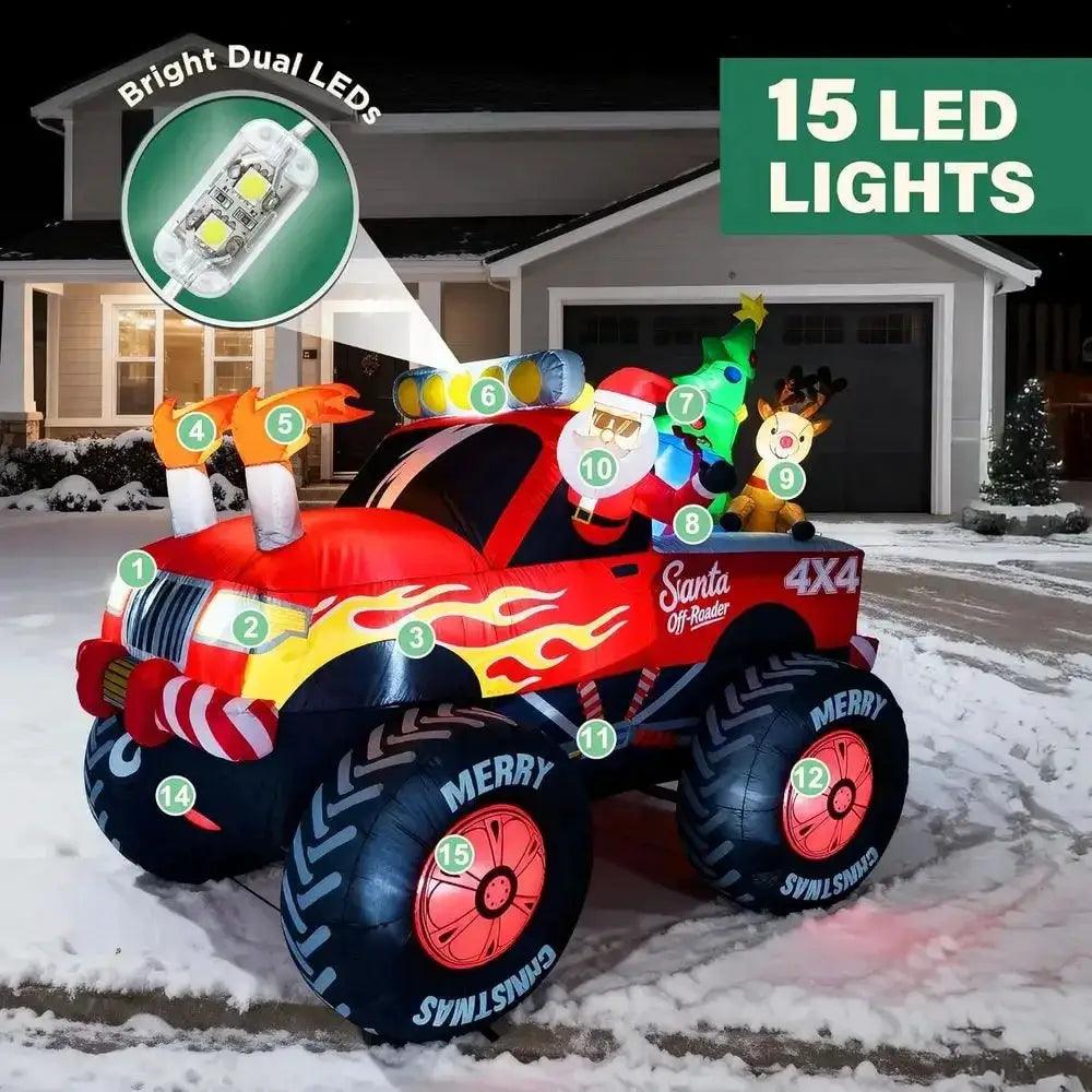  Giant Santa On Monster Truck Inflatable Decoration Pro -  ToylandEU™