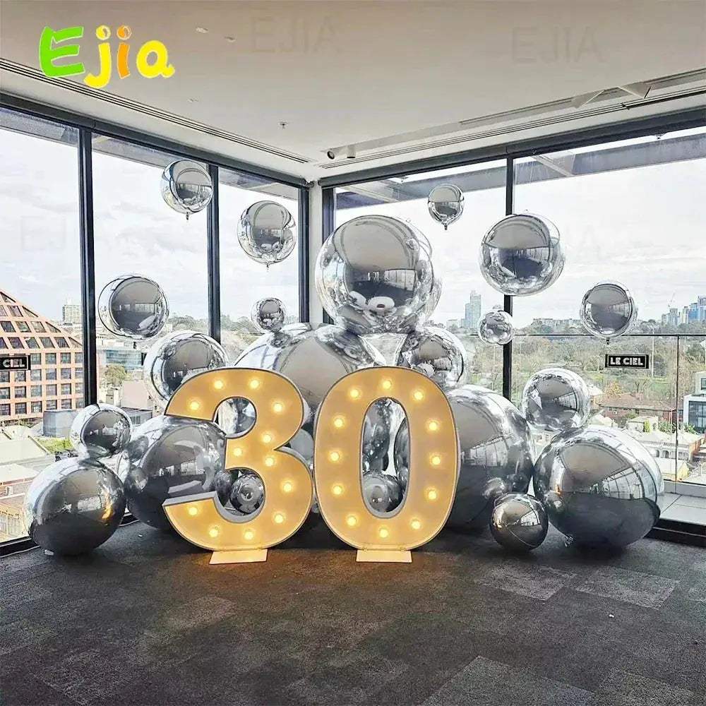Giant Shiny Silver Inflatable Mirror Balls Set For Dazzling Parties - ToylandEU