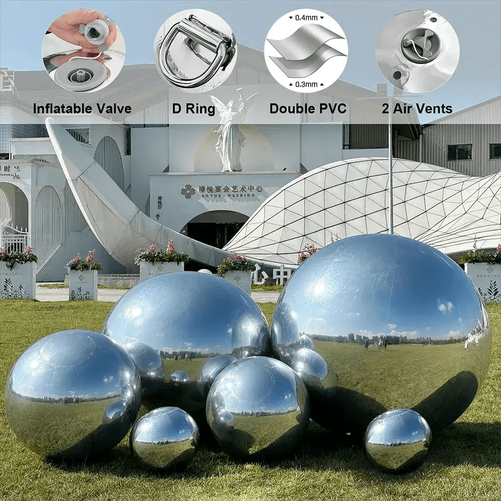 Giant Shiny Silver Inflatable Mirror Balls Set For Dazzling Parties - ToylandEU