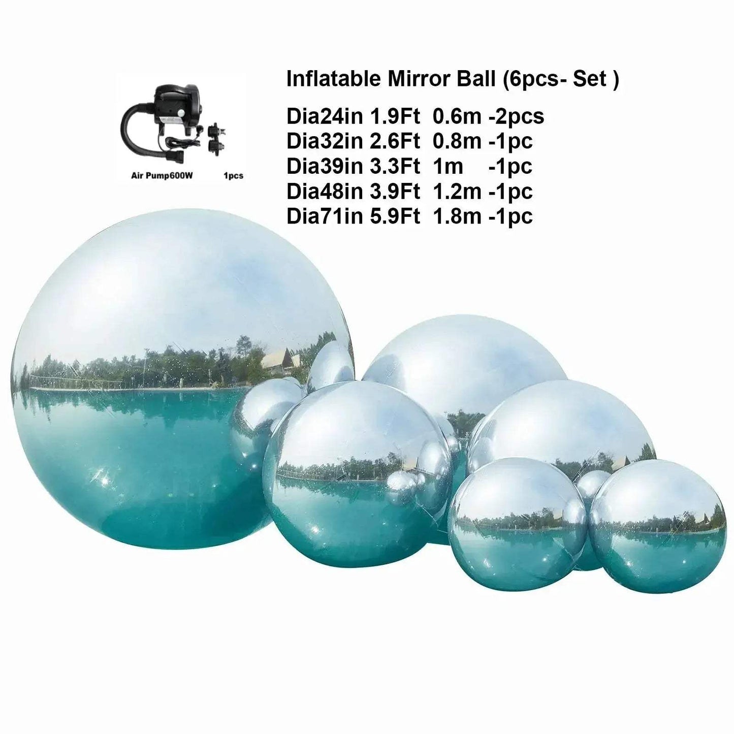 Giant Shiny Silver Inflatable Mirror Balls Set For Dazzling Parties - ToylandEU