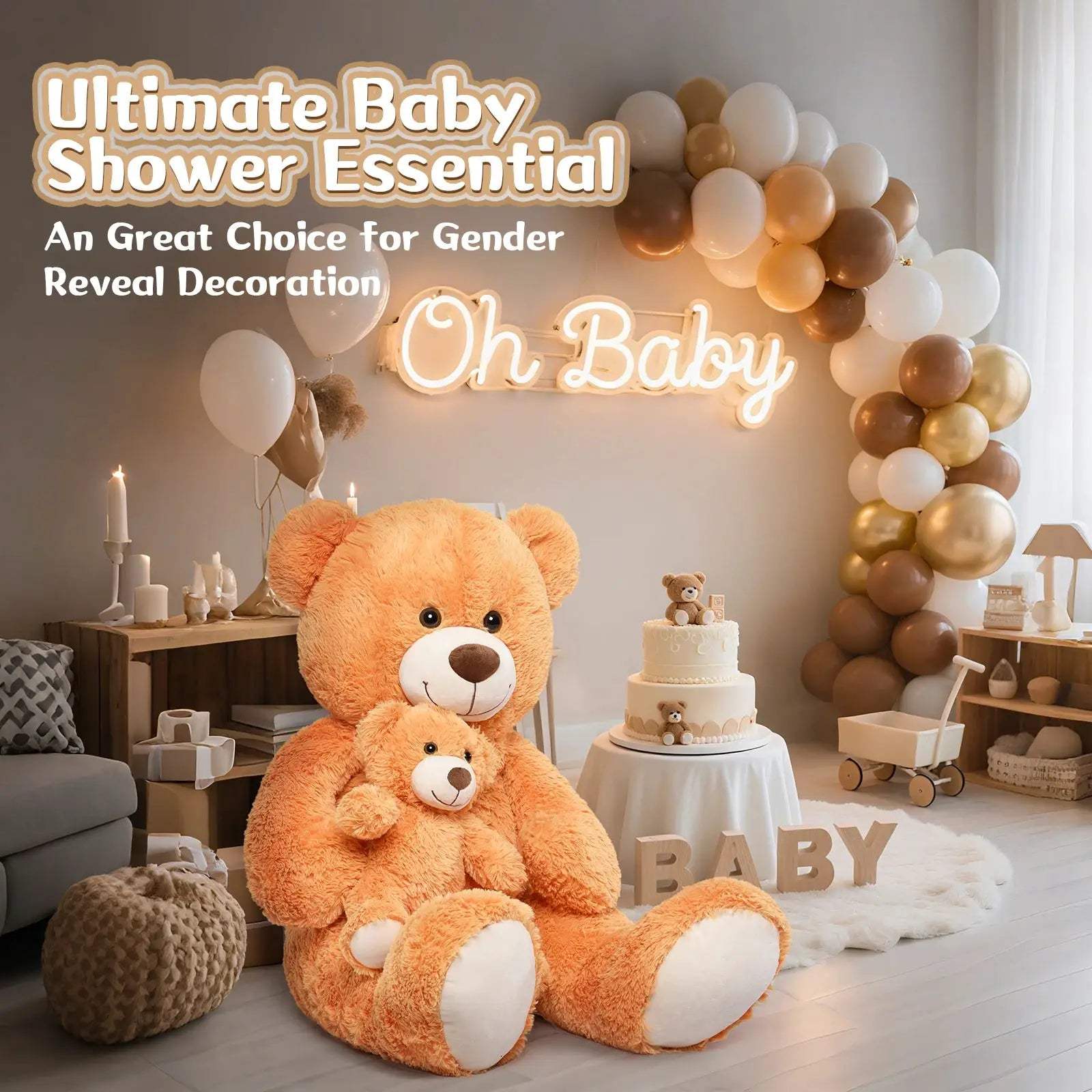  Giant Teddy Bear 39 Inch Plush Gift For Baby Shower -  ToylandEU™