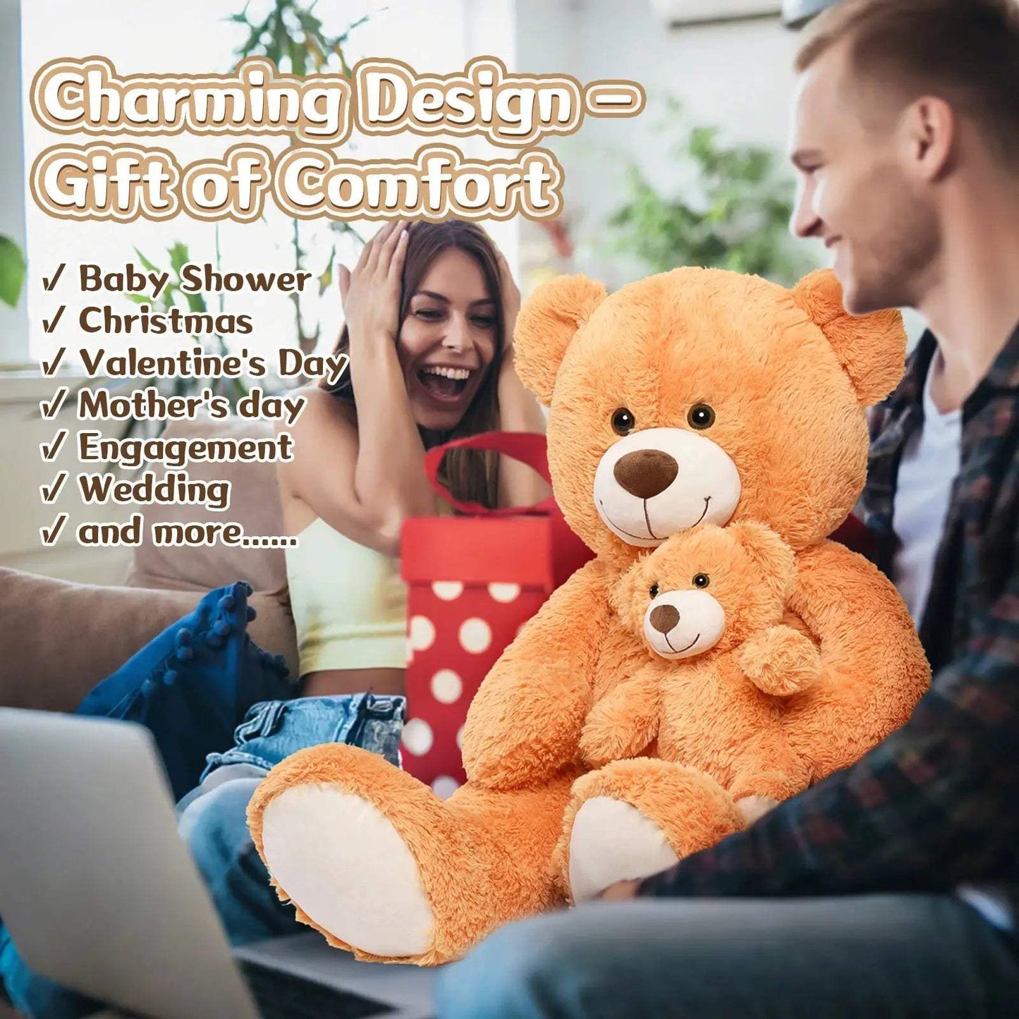  Giant Teddy Bear 39 Inch Plush Gift For Baby Shower -  ToylandEU™