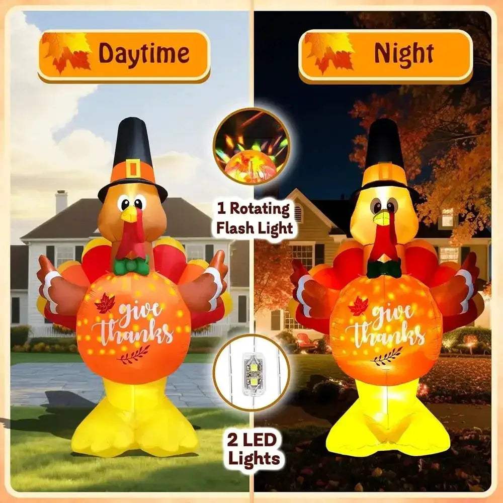Giant Thanksgiving Turkey Inflatable With LED Lights For Outdoor Lawn - ToylandEU