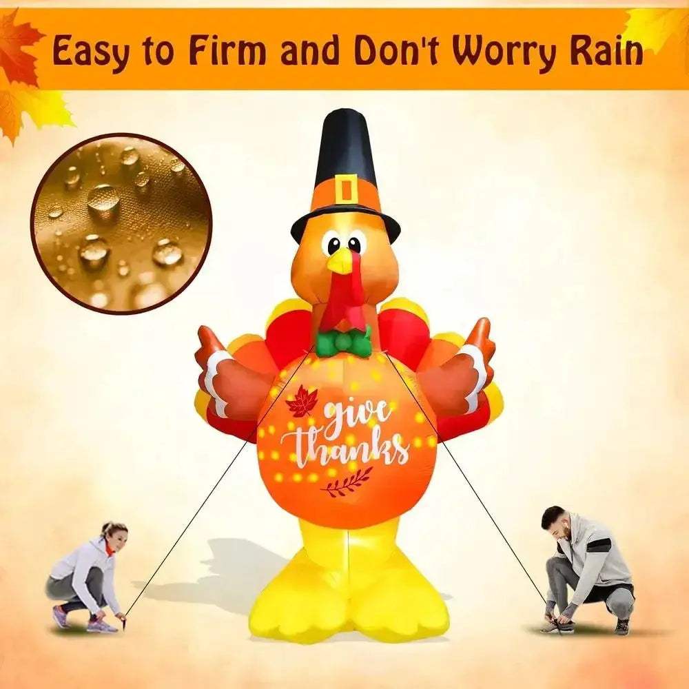 Giant Thanksgiving Turkey Inflatable With LED Lights For Outdoor Lawn - ToylandEU