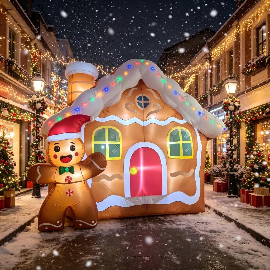 Gingerbread House Inflatable | 11.2ft LED Lights | Toylandeu™