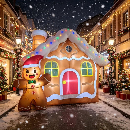 Gingerbread House Inflatable | 11.2ft LED Lights | Toylandeu™