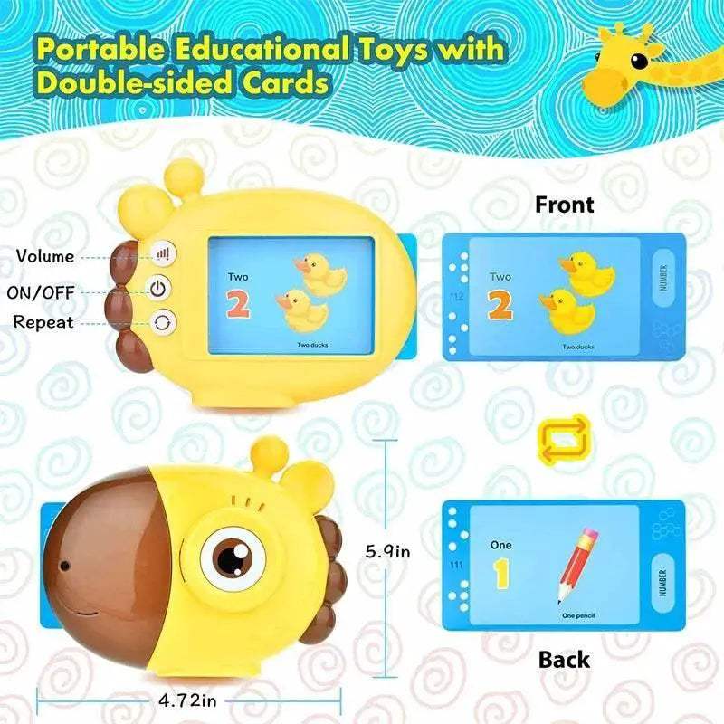 Giraffe Flash Card Reader Sight Words Language Games Learning English Russian Machine Kids Early Education Toy for Toddlers Gift - ToylandEU