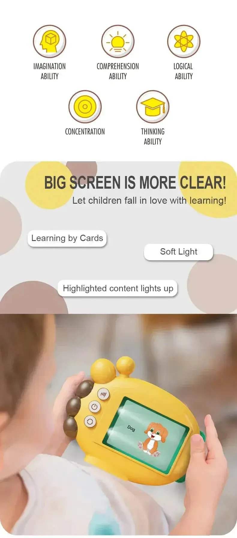 Giraffe Flash Card Reader Sight Words Language Games Learning English Russian Machine Kids Early Education Toy for Toddlers Gift - ToylandEU
