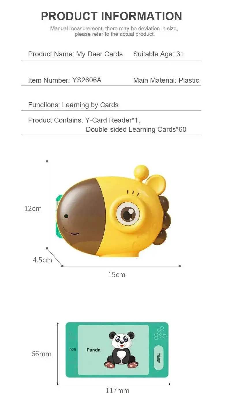Giraffe Flash Card Reader Sight Words Language Games Learning English Russian Machine Kids Early Education Toy for Toddlers Gift - ToylandEU