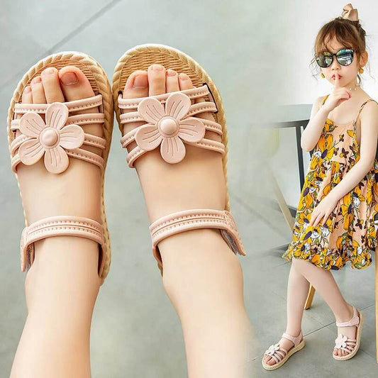 Girls' All-Season Printed Leather Gladiator Sandals - Breathable, Waterproof & Anti-Slip - ToylandEU