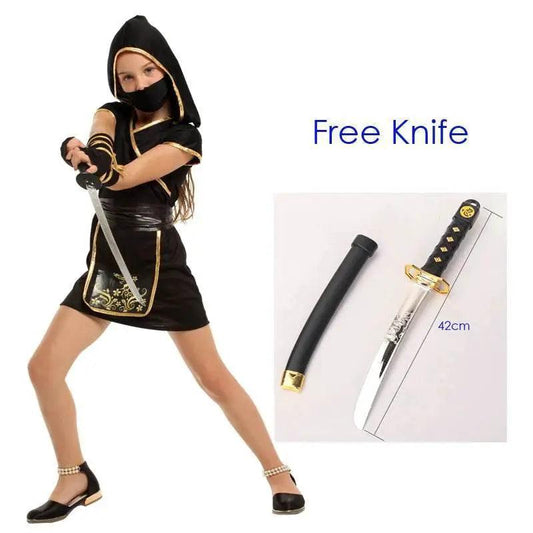  Girls' Black & Gold Ninja Warrior Costume for Halloween & Cosplay -  ToylandEU™