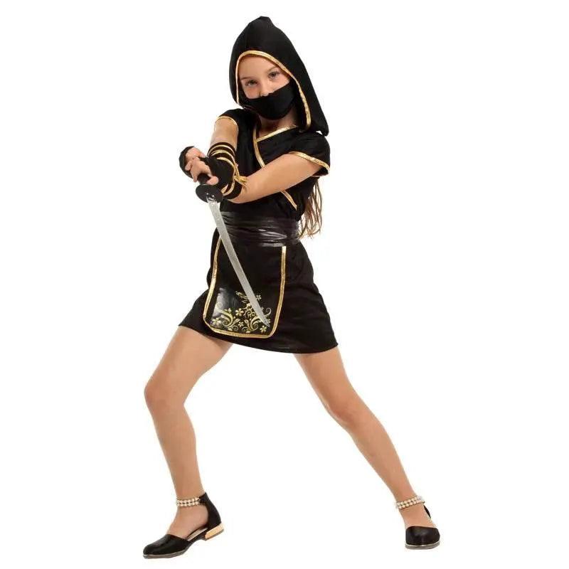  Girls' Black & Gold Ninja Warrior Costume for Halloween & Cosplay -  ToylandEU™