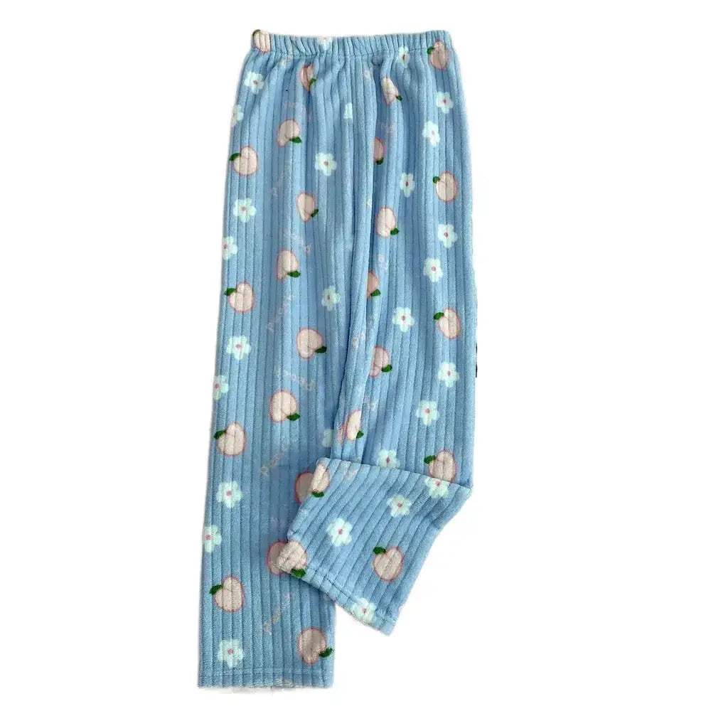 Girls Bowknot Peach Pajama Pants Fleece Sleepwear Comfort - ToylandEU