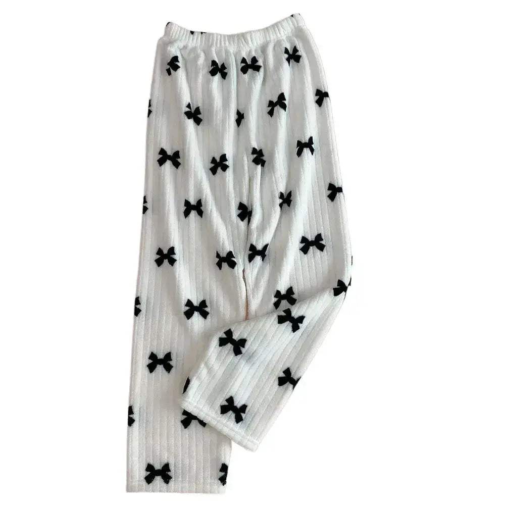 Girls Bowknot Peach Pajama Pants Fleece Sleepwear Comfort - ToylandEU
