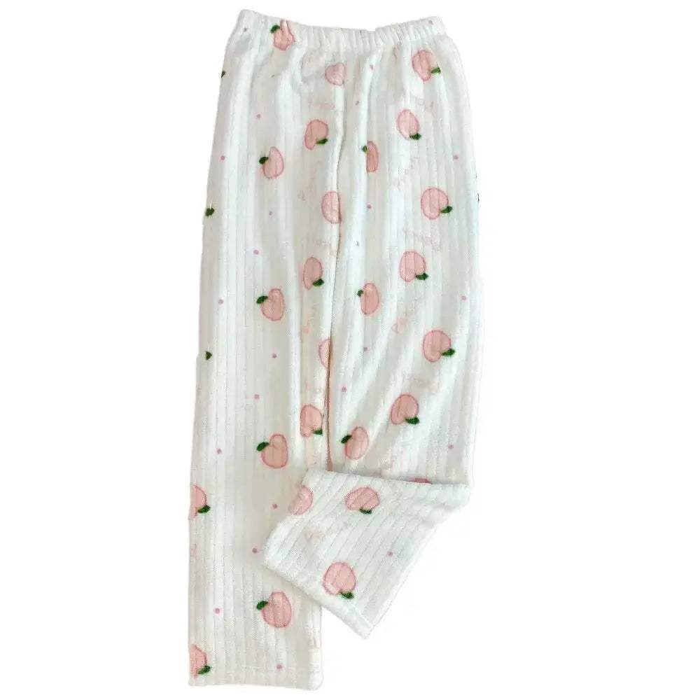 Girls Bowknot Peach Pajama Pants Fleece Sleepwear Comfort - ToylandEU