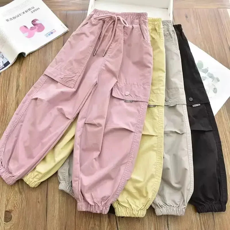 Girls Cargo Joggers Breathable Elastic Ankle Pants - ToylandEU