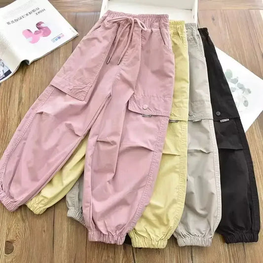 Girls Cargo Joggers Breathable Elastic Ankle Pants - ToylandEU