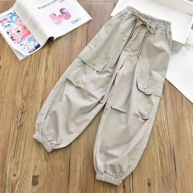Girls Cargo Joggers Breathable Elastic Ankle Pants - ToylandEU