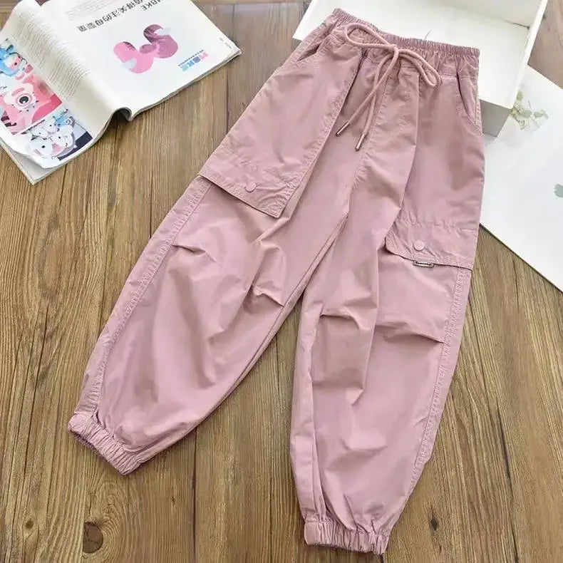 Girls Cargo Joggers Breathable Elastic Ankle Pants - ToylandEU