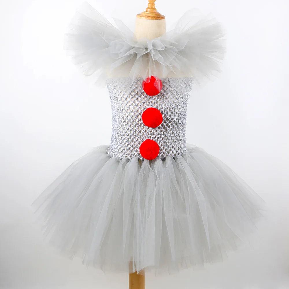 Girls Clown Tutu Dress | Ages 7-13 w/Gloves & Pin | Toylandeu™