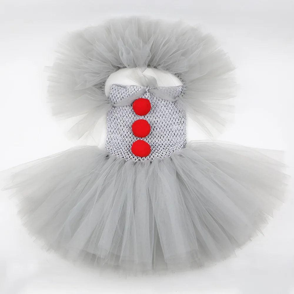 Girls Clown Tutu Dress | Ages 7-13 w/Gloves & Pin | Toylandeu™
