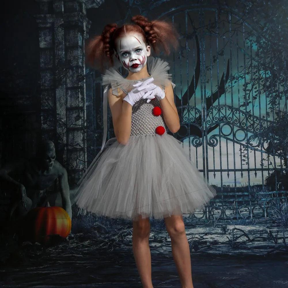 Girls Clown Tutu Dress | Ages 7-13 w/Gloves & Pin | Toylandeu™
