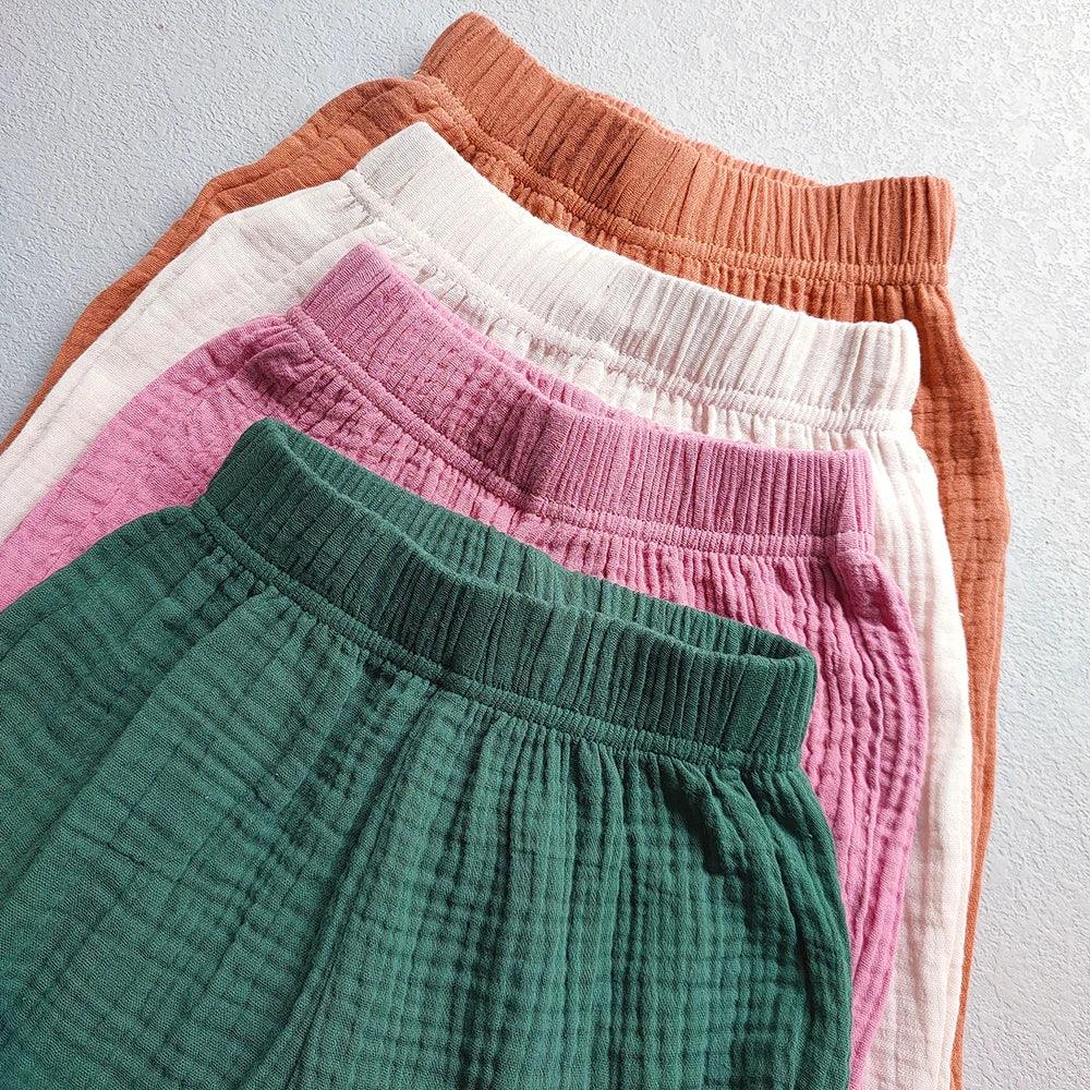 Girls Cotton Ruffle Loose Ankle Length Pants With Elastic Waist - ToylandEU