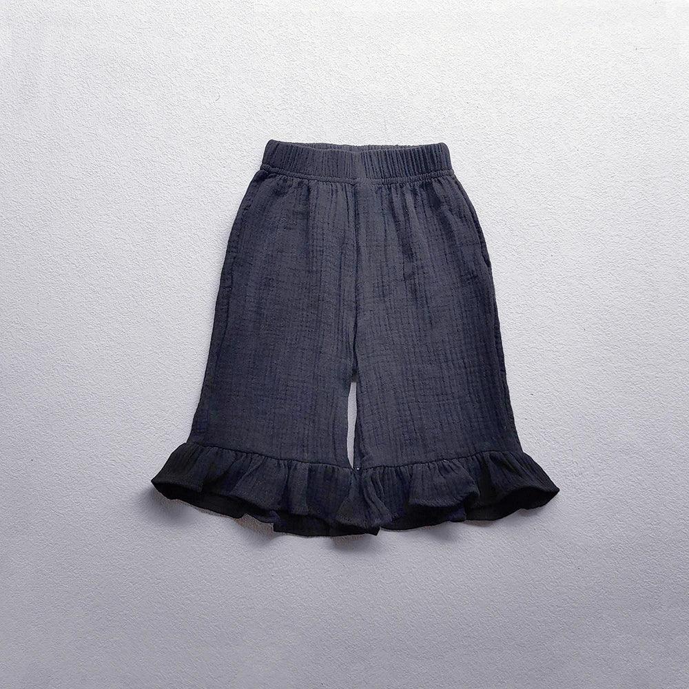 Girls Cotton Ruffle Loose Ankle Length Pants With Elastic Waist - ToylandEU