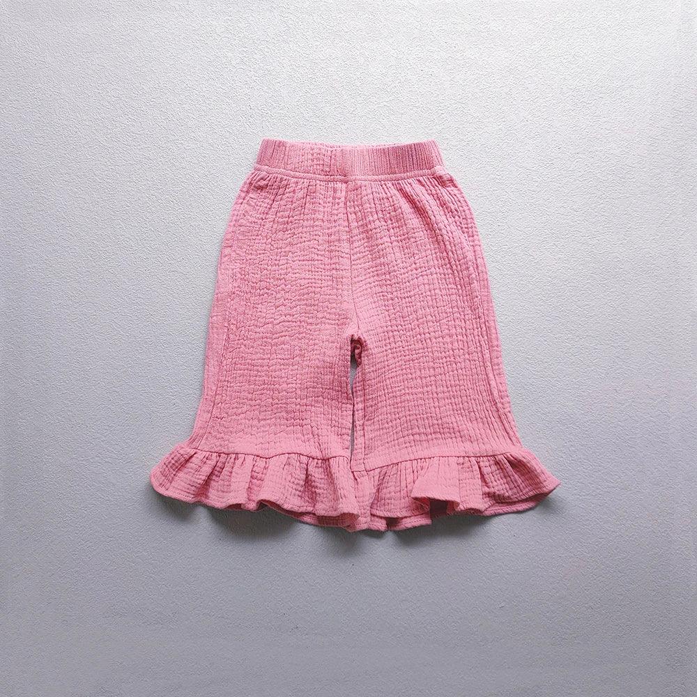 Girls Cotton Ruffle Loose Ankle Length Pants With Elastic Waist - ToylandEU