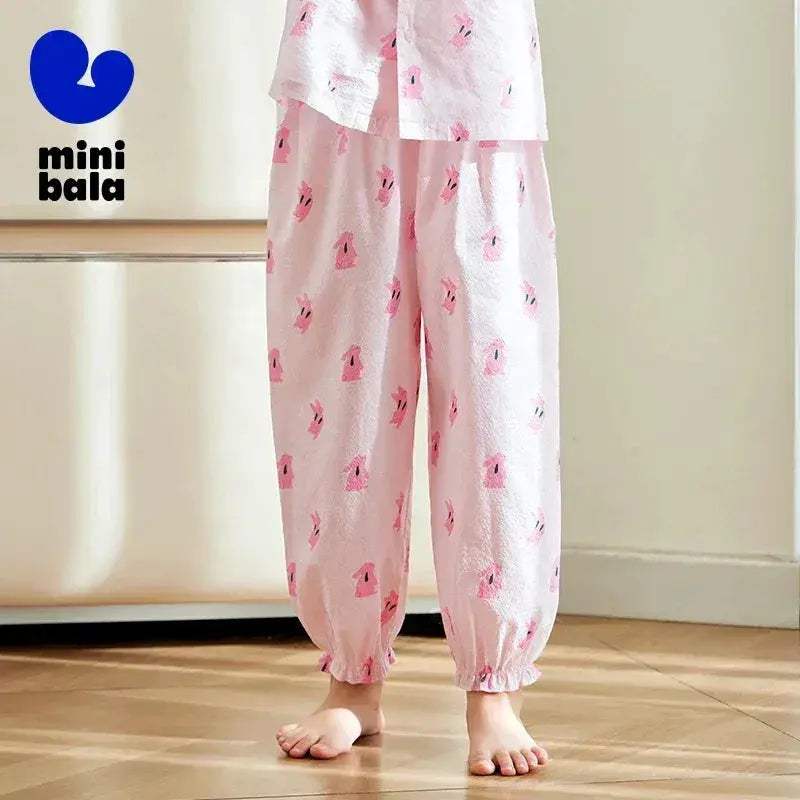 Girls Cotton Sleep Pants Breathable Summer Loungewear For Bedtime - ToylandEU