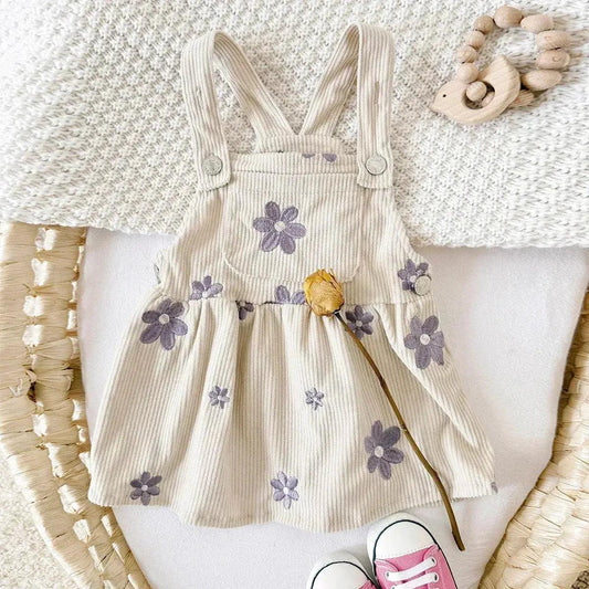  Girls Denim Dress With Floral Embroidery And Straps -  ToylandEU™