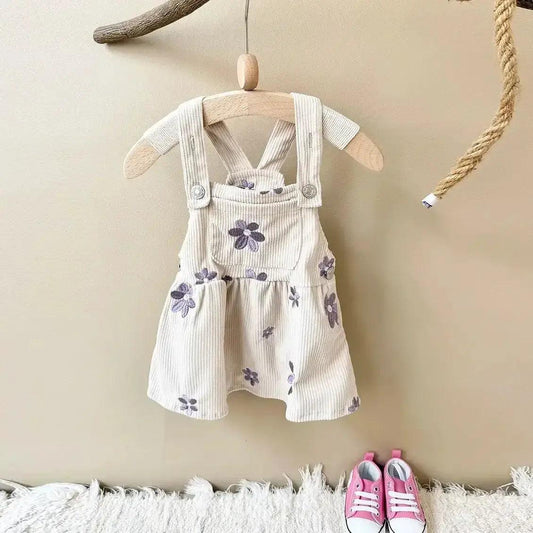  Girls Denim Dress With Floral Embroidery And Straps -  ToylandEU™